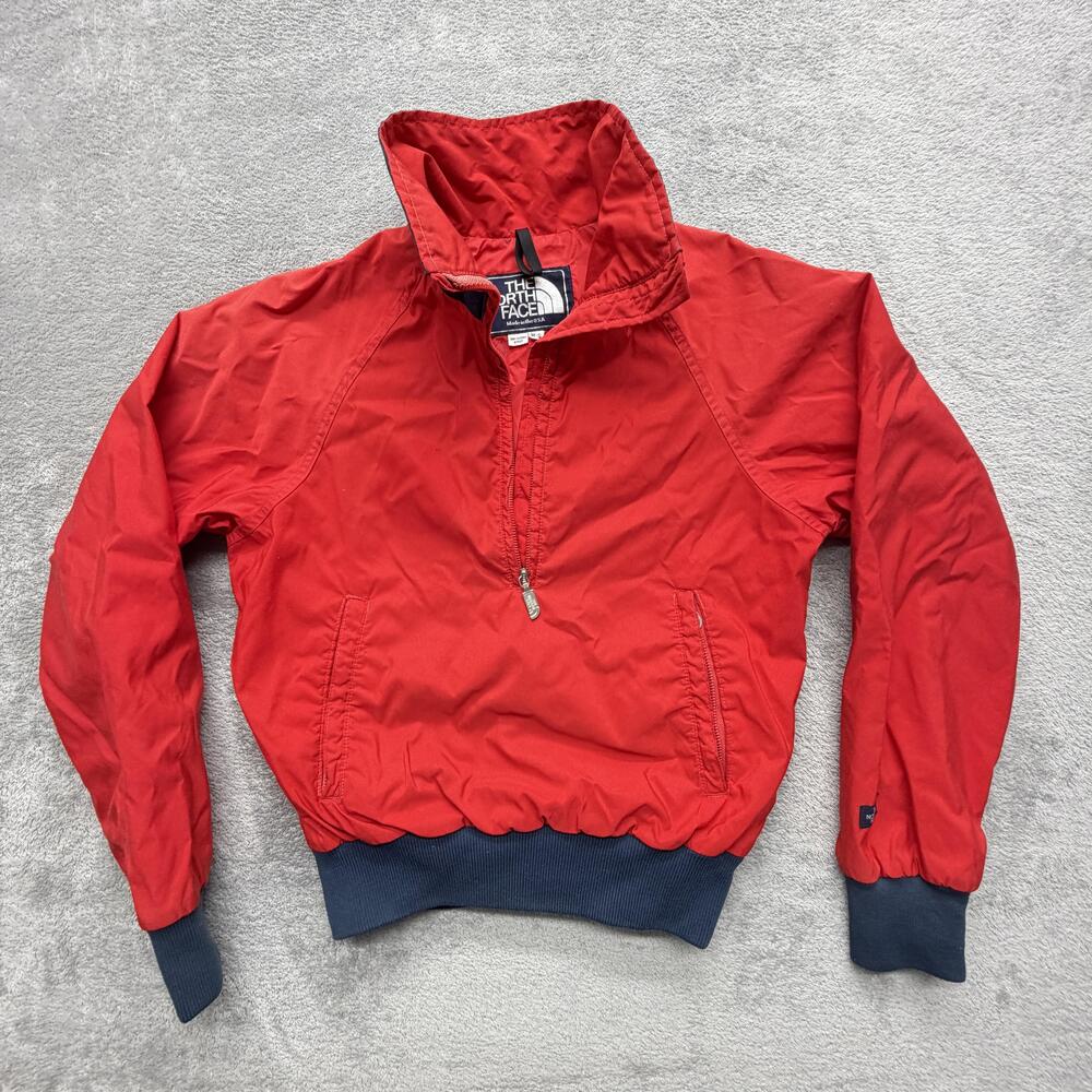Vintage The North Face Jacket Womens S Red Bomber 1/2 Zip Hooded USA